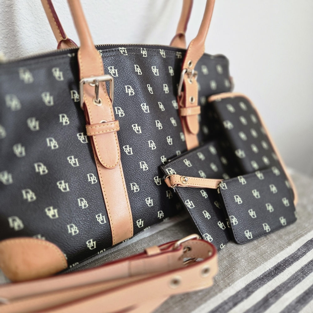 Dooney & Bourke Dark Brown and Tan Satchel, 4 Piece Set! - Picture 3 of 16